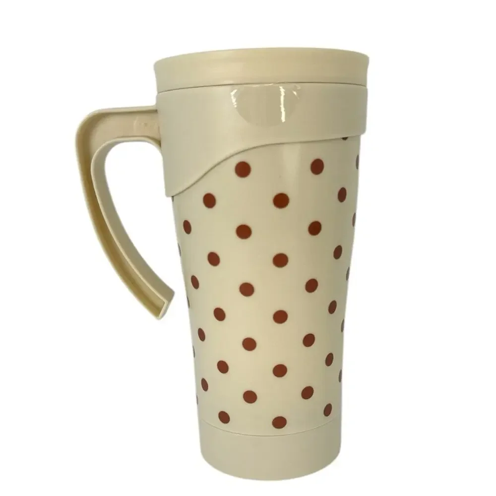 Travel mug 13.5oz self stirring Polka Dots Cream Red coffee drink cup Target